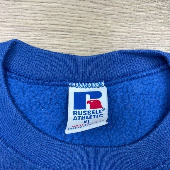 Vintage Russell Athletic Sweatshirt Mens Extra Large Blue 90s Crewneck Pullover - Picture 4 of 9